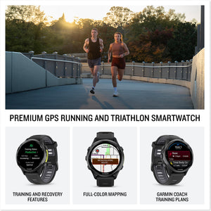 Garmin® Forerunner® 970, Premium GPS Running and Triathlon Smartwatch, AMOLED Display, Built-in LED Flashlight, Carbon Gray DLC Titanium with Black Case and Black/Translucent Whitestone Band