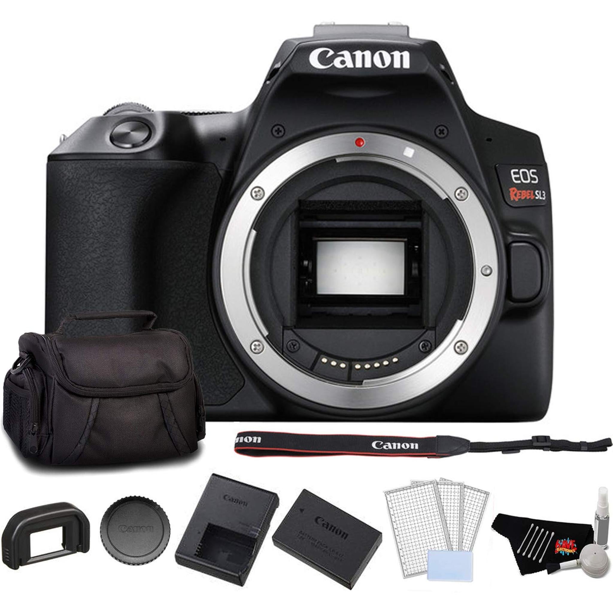 Canon EOS Rebel SL3 DSLR Camera Black, Body Only Bundle with LCD Screen Protectors + Carrying Case and More - Used Canon