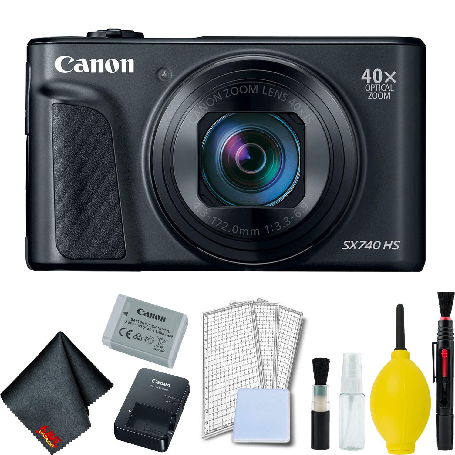 Canon PowerShot SX740 HS Digital Camera (Black) Basic Bundle - International Model