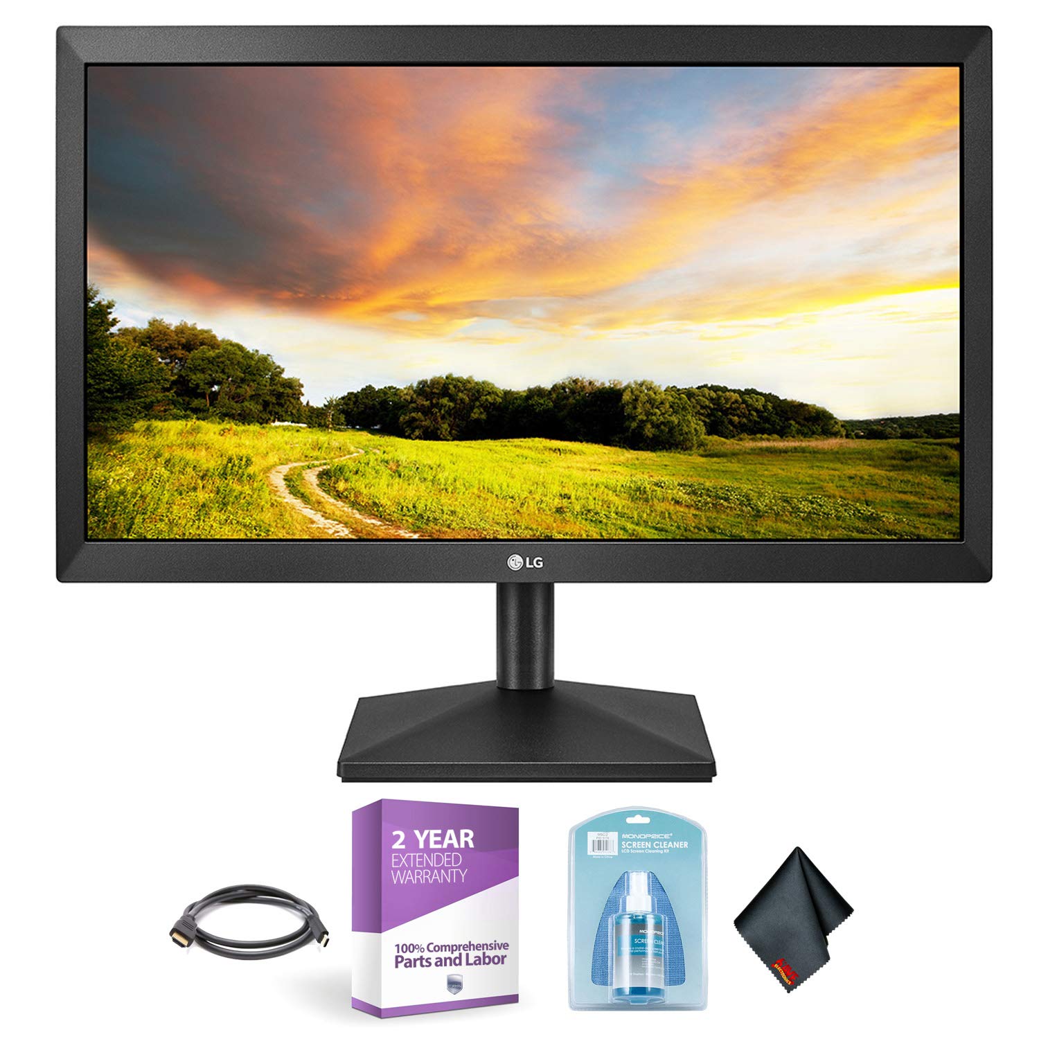 LG 20" Class Monitor + Cleaning Kit + HDMI-to-USB-C Thunderbolt 3 Adapter Cable + 2 Year Extended Warranty