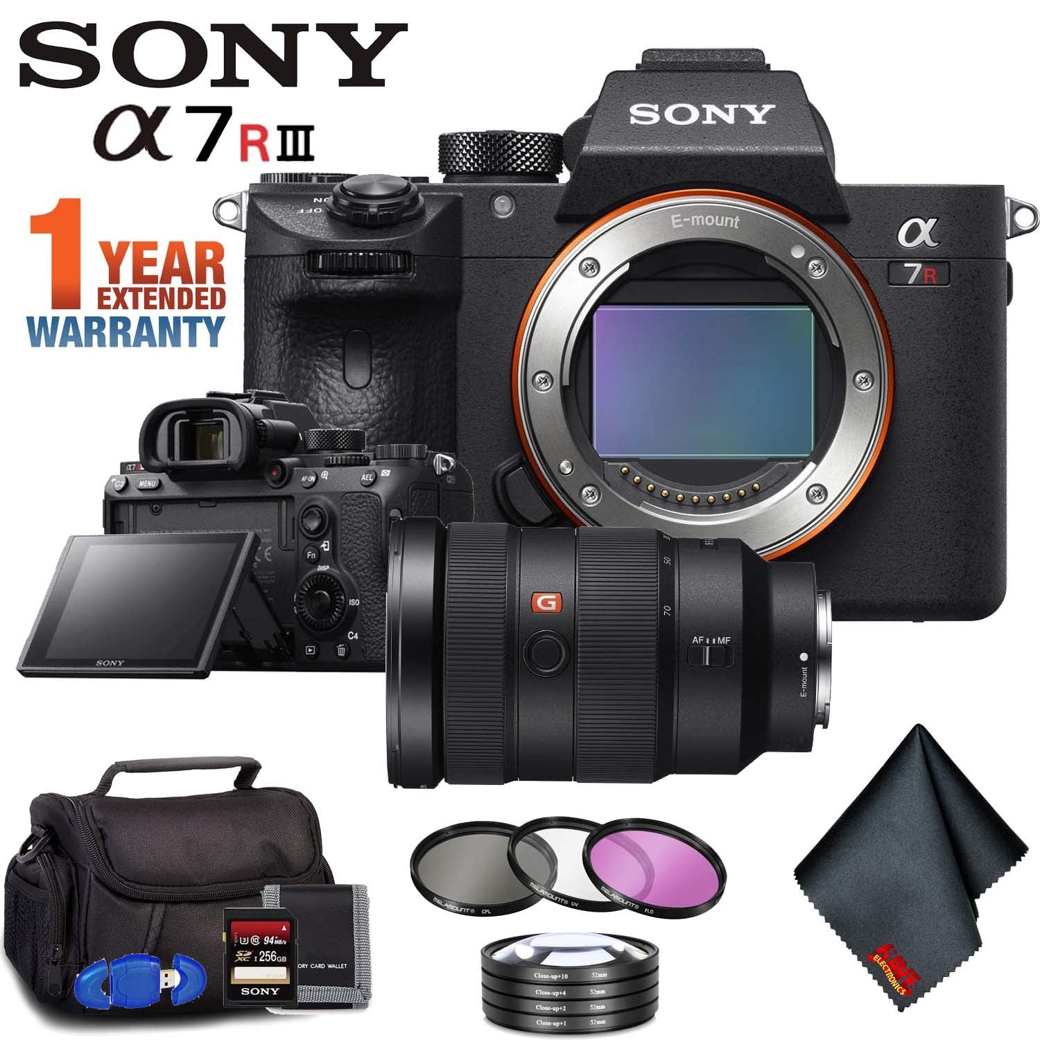Sony Alpha a7R III Mirrorless Digital Camera (Body Only) + 24-70mm Lens + Filter Kit + Memory Card Kit + Carrying Case Ultimate Bundle