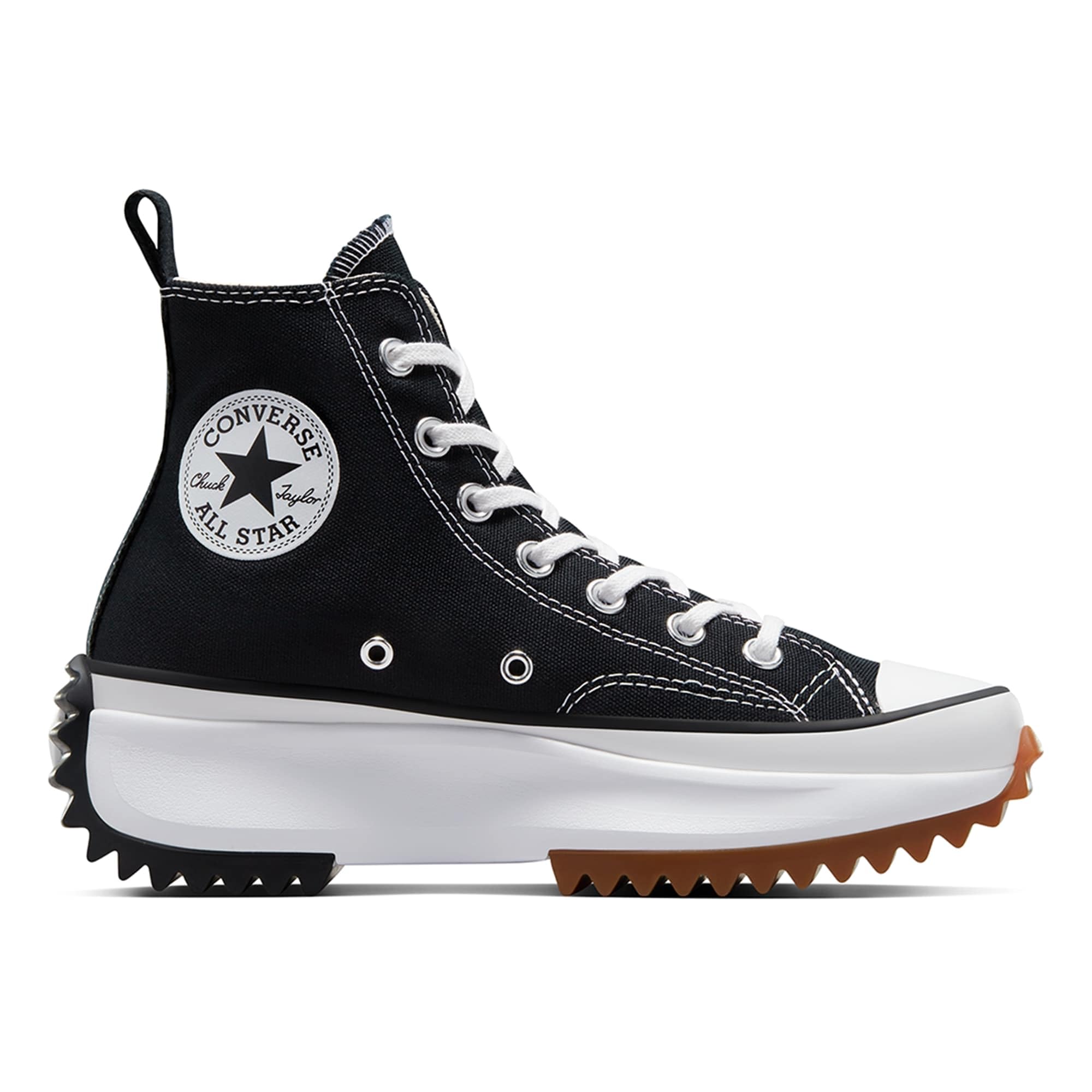 Converse Run Star Hike Hi Sneakers, Black/White/Gum, 10 US Women/8.5 US Men