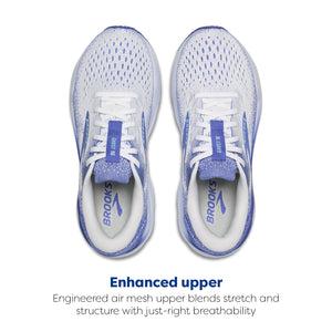 Brooks Women’s Ghost 16 Neutral Running Shoe - White/Amparo Blue/Limpet Shell - 7 Medium