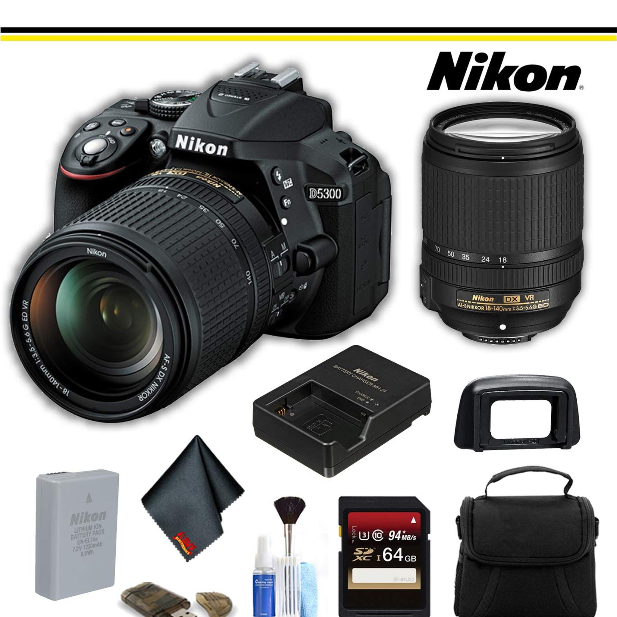 Nikon D5300 DSLR Camera with 18-140mm Lens 13303 Starter Bundle - International Model