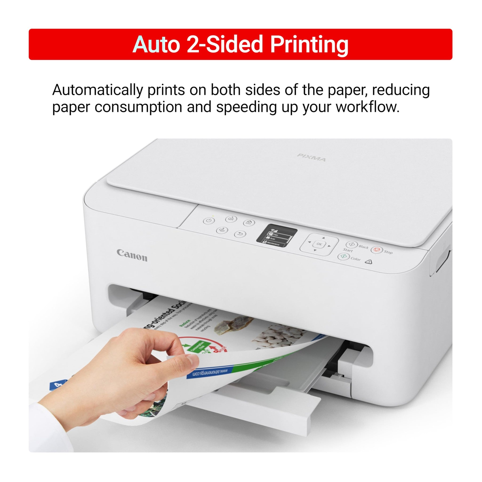 Canon PIXMA TS6520 Wireless Color Inkjet Printer Duplex Printing, White - Home Printer with Copier/Scanner, 1.42” OLED Display, Intuitive Control Panel, Compact Design