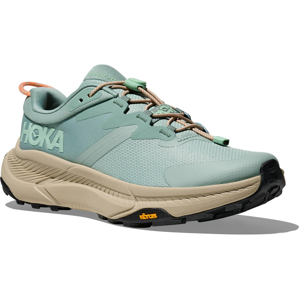 Hoka Women's Transport Sneaker, Jade/Oyster Mushroom, 6