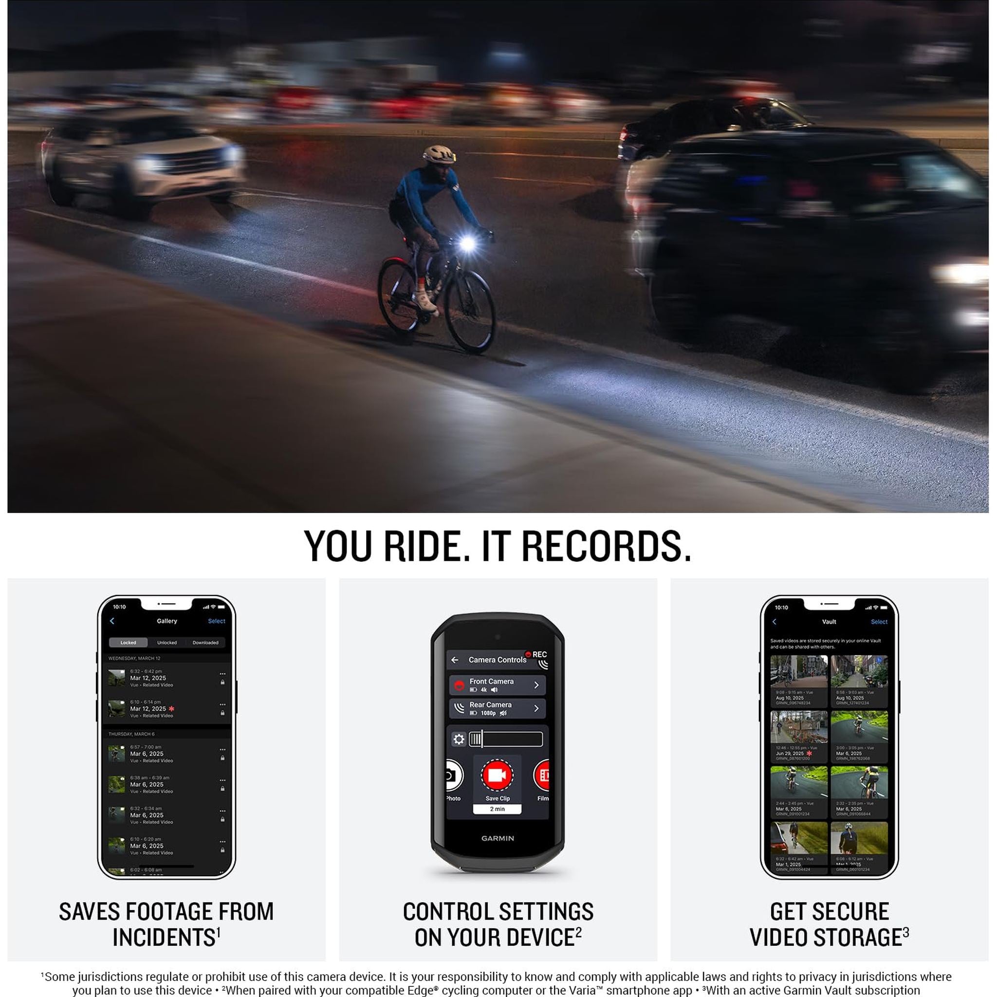 Garmin Varia™ Vue, Cycling Headlight and 4k Camera, Light Intensity up to 600 Lumens, Crystal-Clear Video Recording, Incident Detection While Cycling Garmin