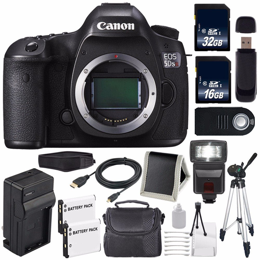 Canon EOS 5DS R DSLR Camera (International Model) 0582C002 + LP-E6 Battery + 32GB Card + 16GB Card Base Bundle
