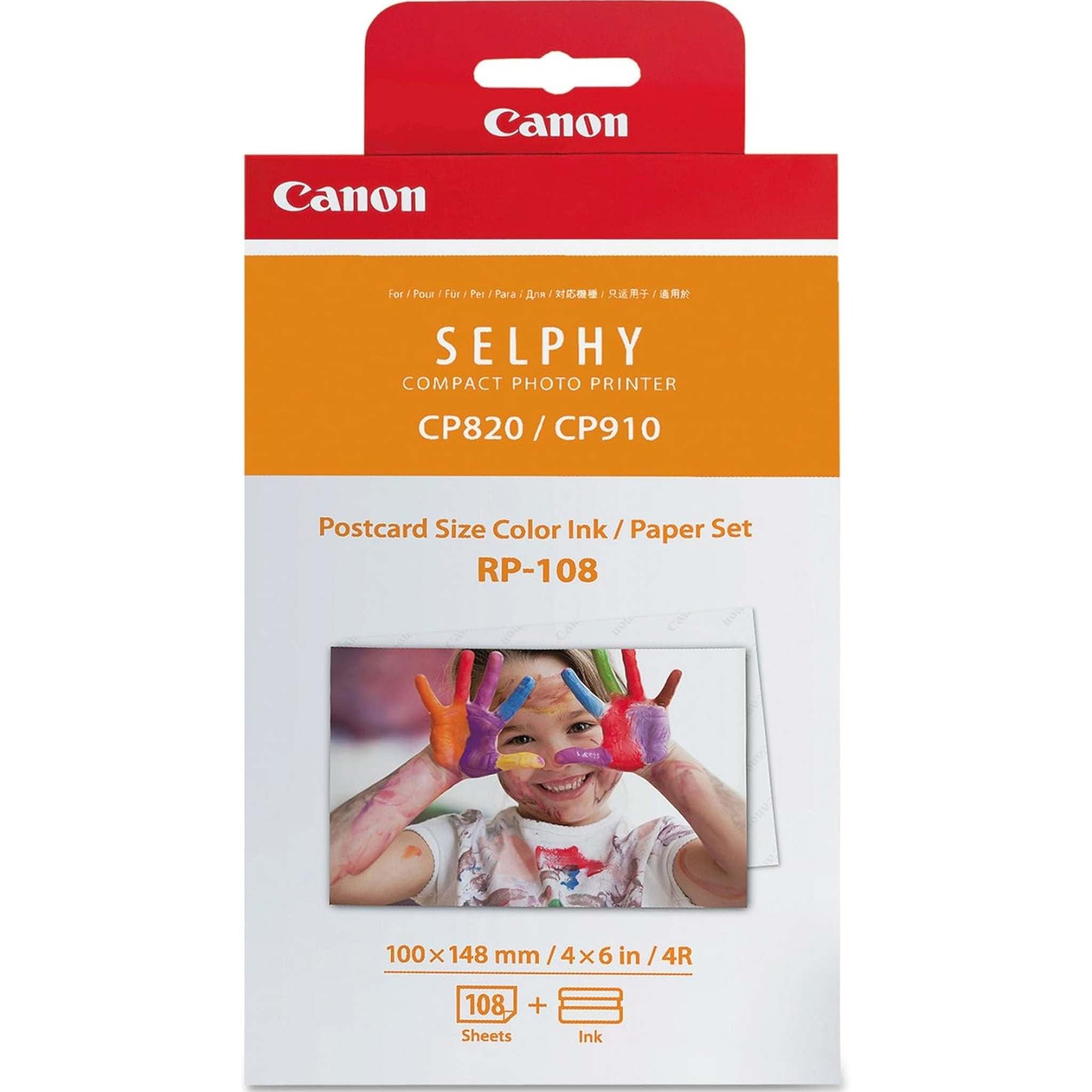 Canon Color Ink/Paper Set, For Use With SELPHY CP910/CP820/CP1200, RP-108 4-Pack Canon