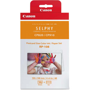 Canon Color Ink/Paper Set, For Use With SELPHY CP910/CP820/CP1200, RP-108 2-Pack