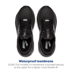 Brooks Women's Ghost 16 GTX Waterproof Neutral Running Shoe - Black/Black/Ebony - 10.5 Medium