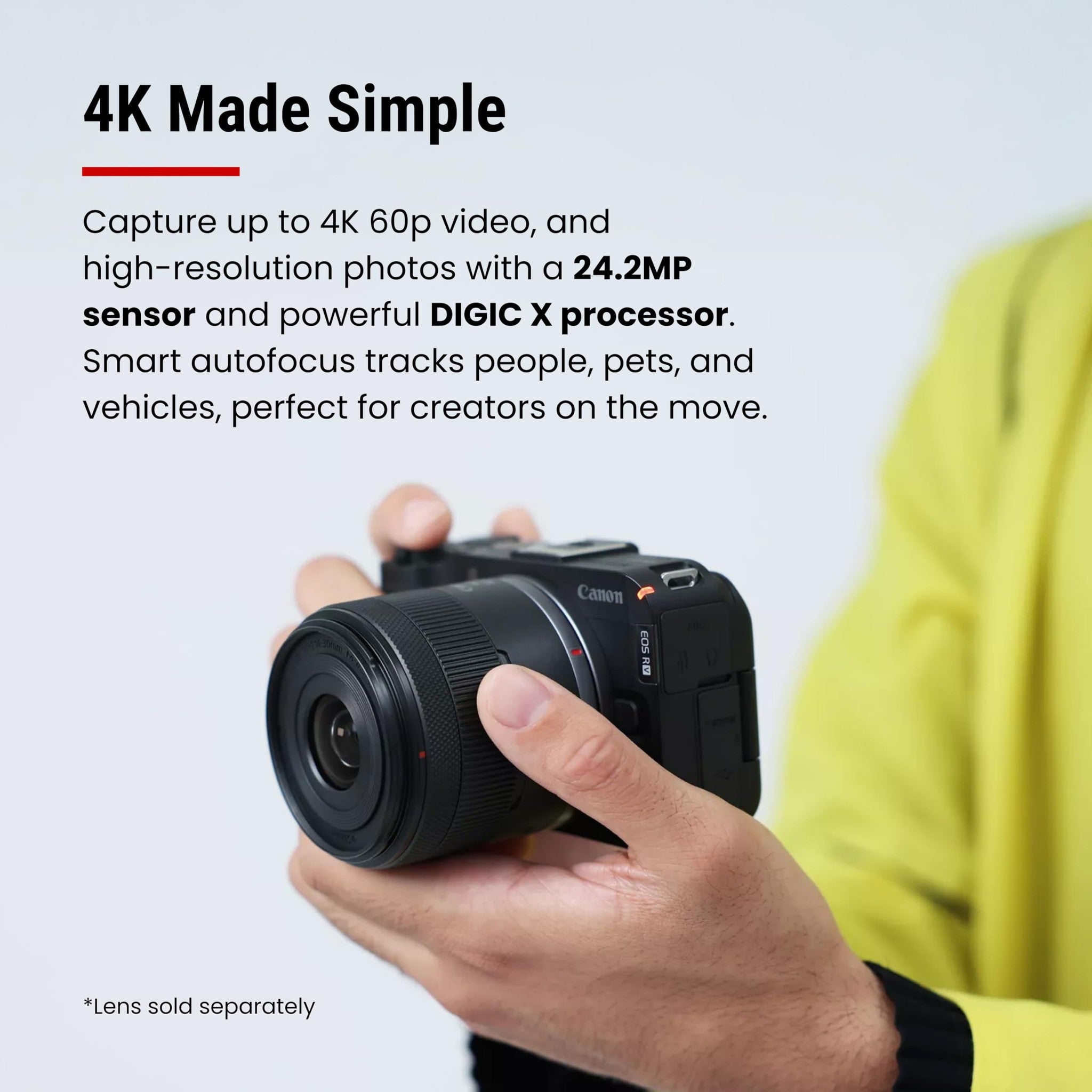 Canon EOS R50 V Mirrorless Camera Body Only - APS-C Digital Camera, Flip Screen 4K Video, Interchangeable Lens Camera for Vlogging, Content Creation, Streaming, Filming, Podcasts, TikTok