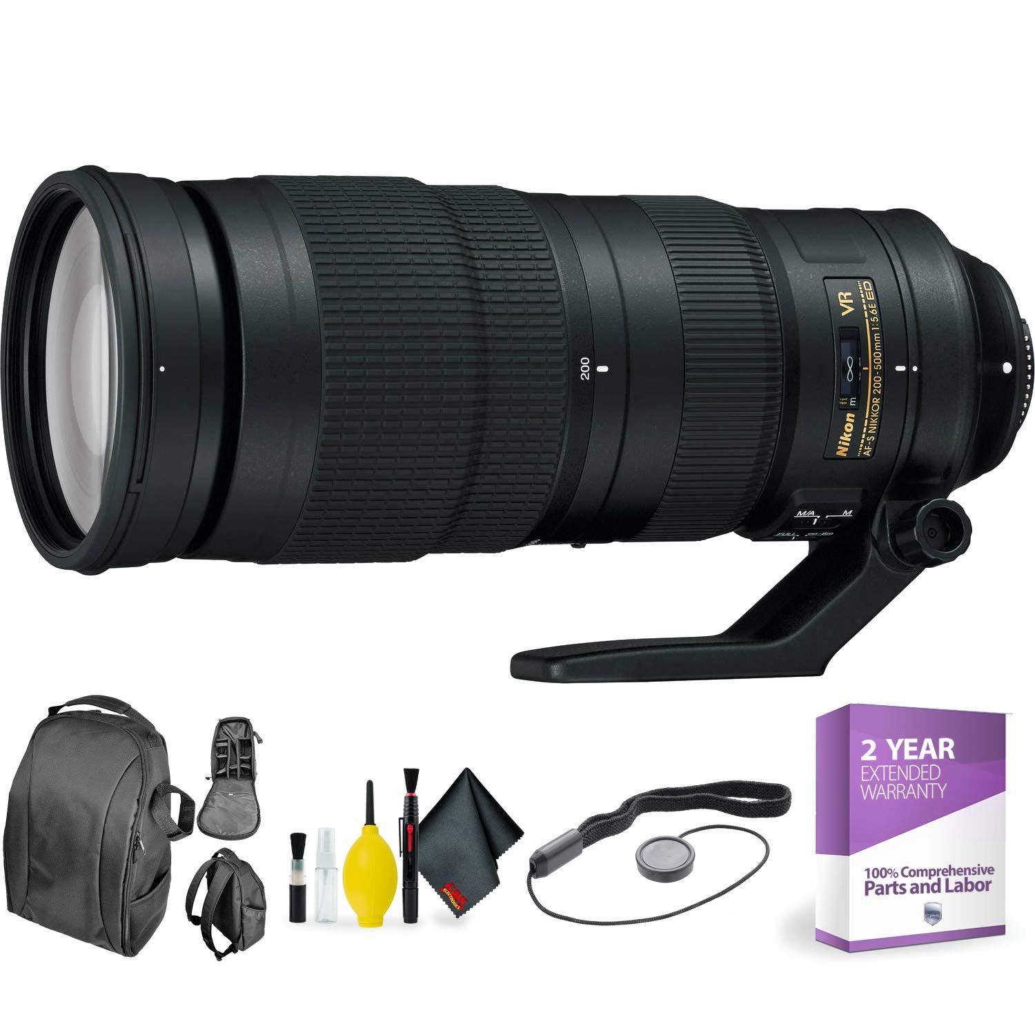 Nikon AF-S NIKKOR 200-500mm f/5.6E ED VR Lens + Cleaning Kit Bundle