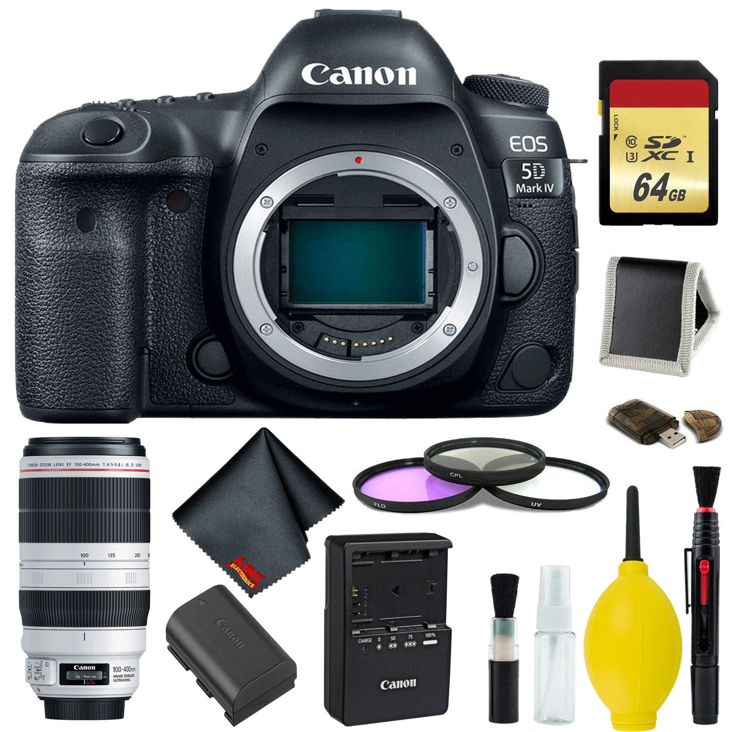 Canon EOS 5D Mark IV DSLR Camera Body Only Complete Kit (International Model) w/Canon EF 100-400mm f/4.5-5.6L is II USM
