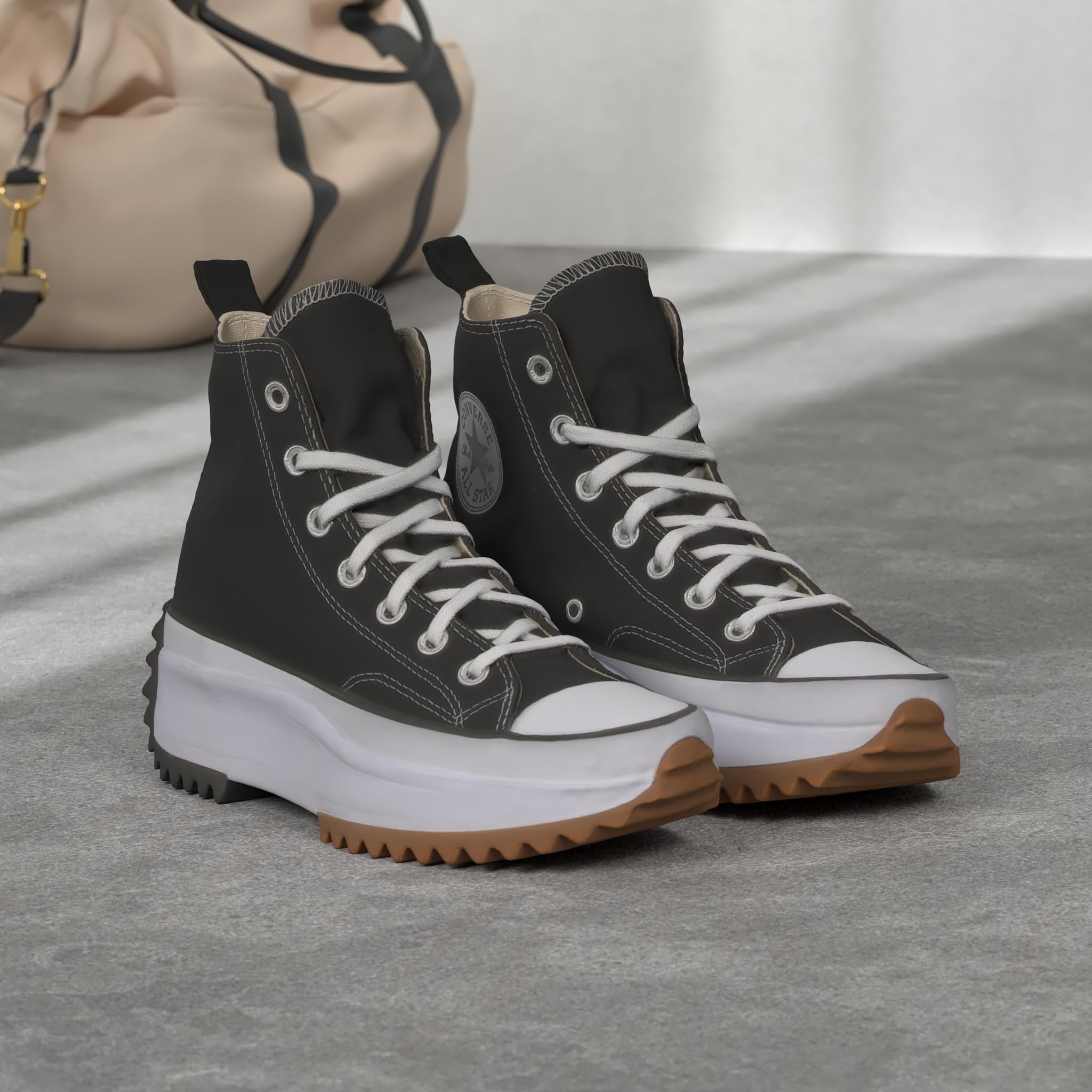 Converse Run Star Hike Hi Sneakers, Black/White/Gum, 7 US Women/5.5 US Men