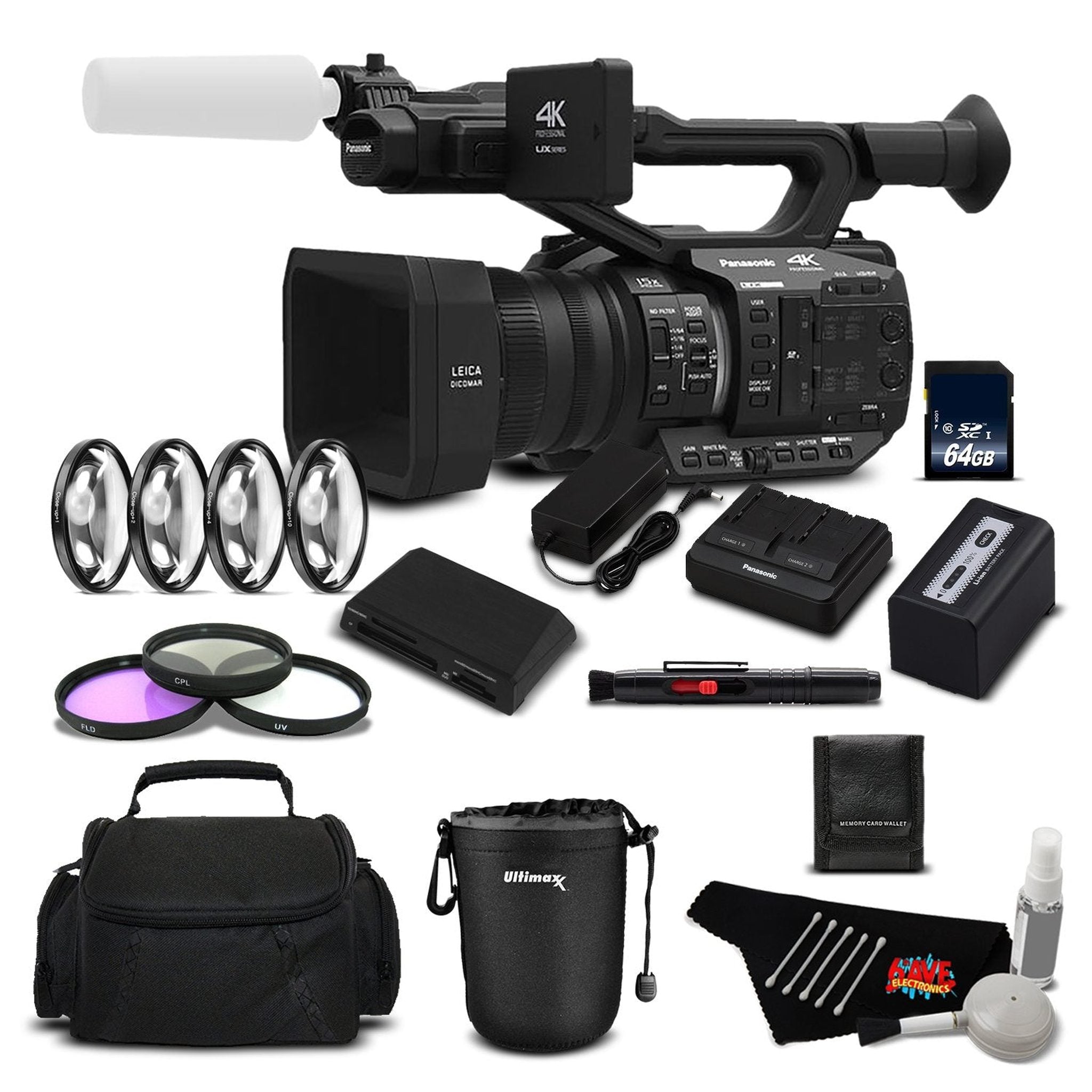 Panasonic AG-UX90 4K/HD Professional Camcorder Professional Bundle - International Model