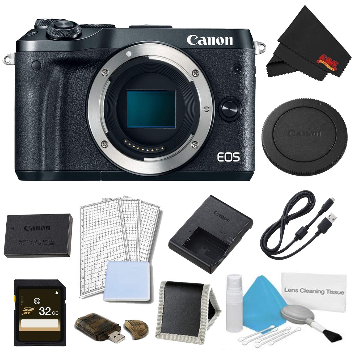 Canon EOS M6 Mirrorless Digital Camera Body Only Black Advanced Bundle - International Model