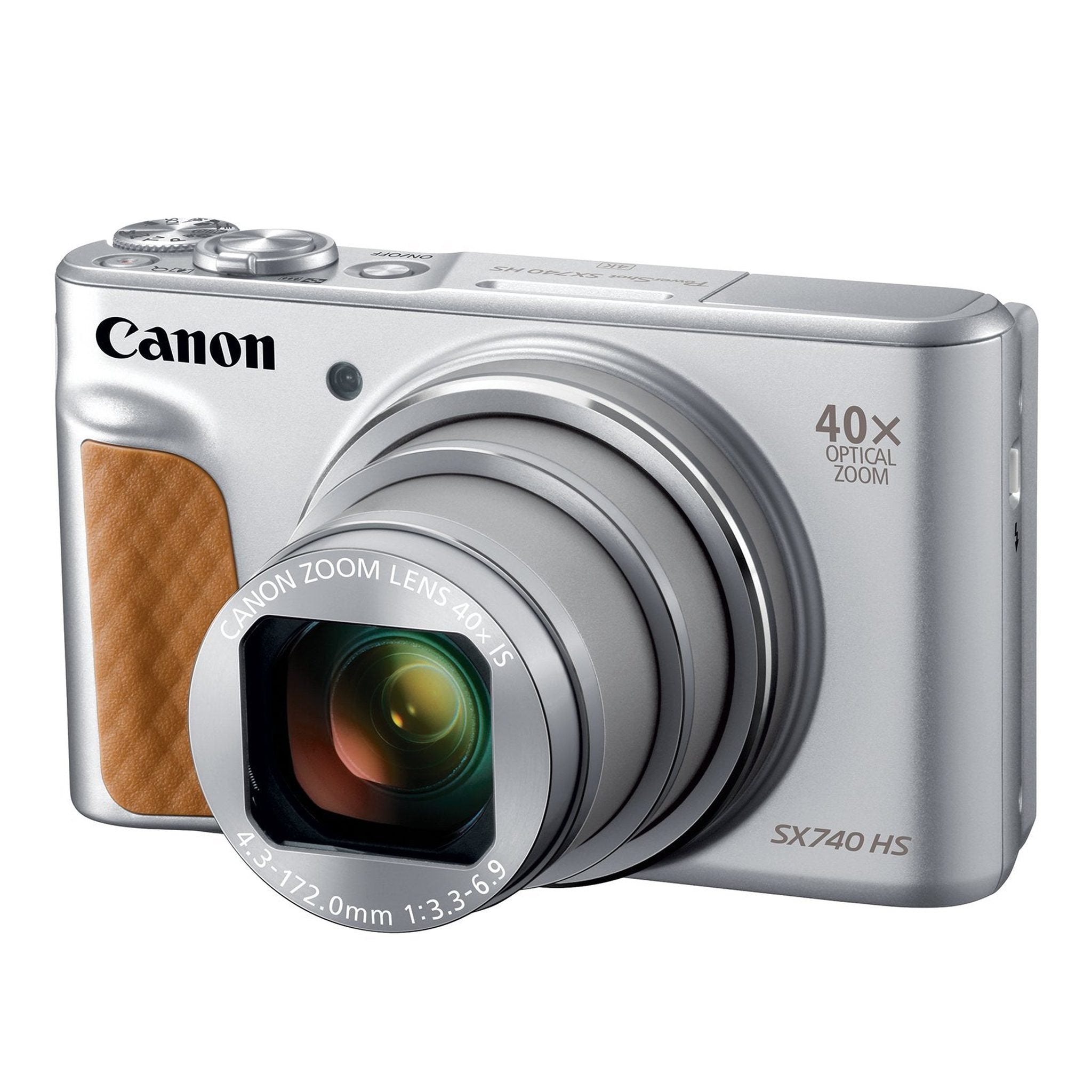 Canon PowerShot SX740 Digital Camera w/40x Optical Zoom & 3 Inch Tilt LCD - 4K VIdeo, Wi-Fi, NFC, Bluetooth Enabled Silver - Used Canon