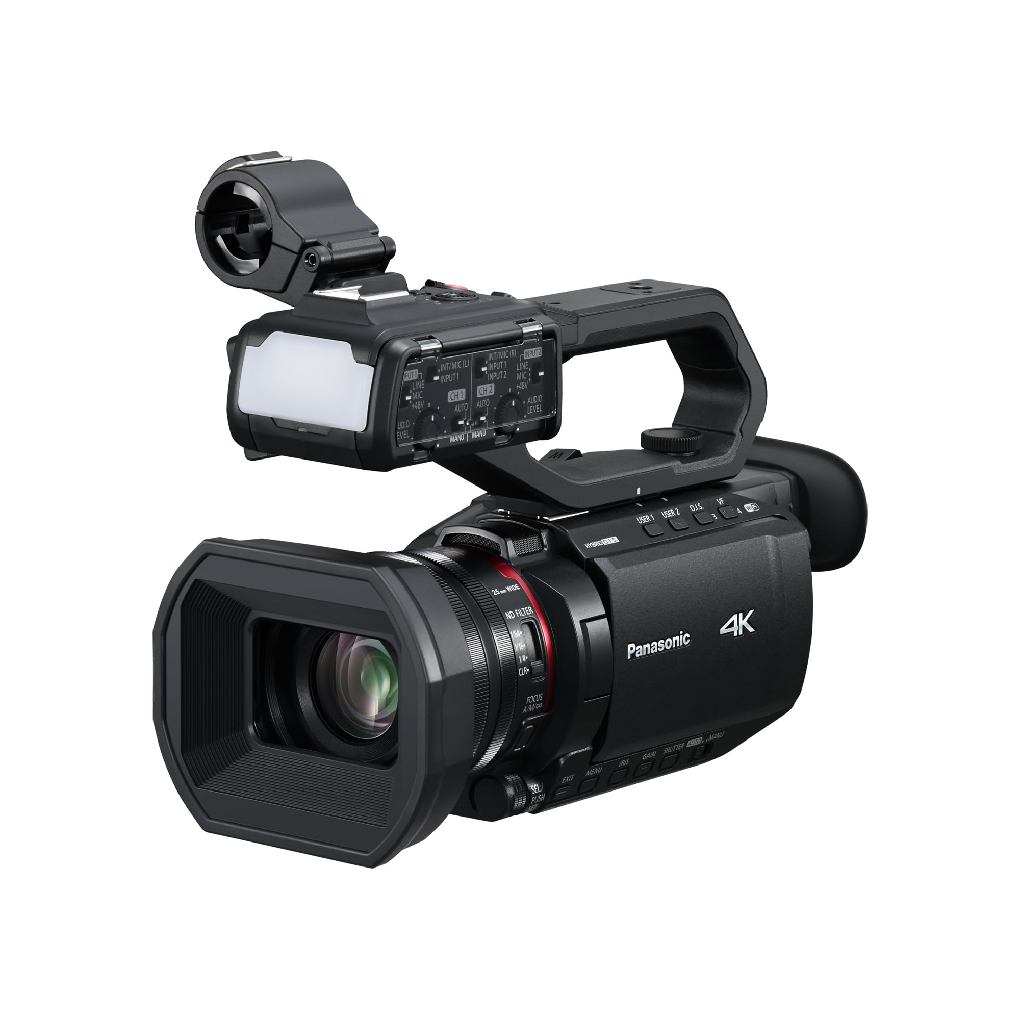 Panasonic X2100 4K Camcorder for Directors, Wide Angle Telephoto Lens with 24X Zoom, Hybrid O.I.S.,Lightweight Heat Dispersing Design, Detachable Handle - HC-X2100
