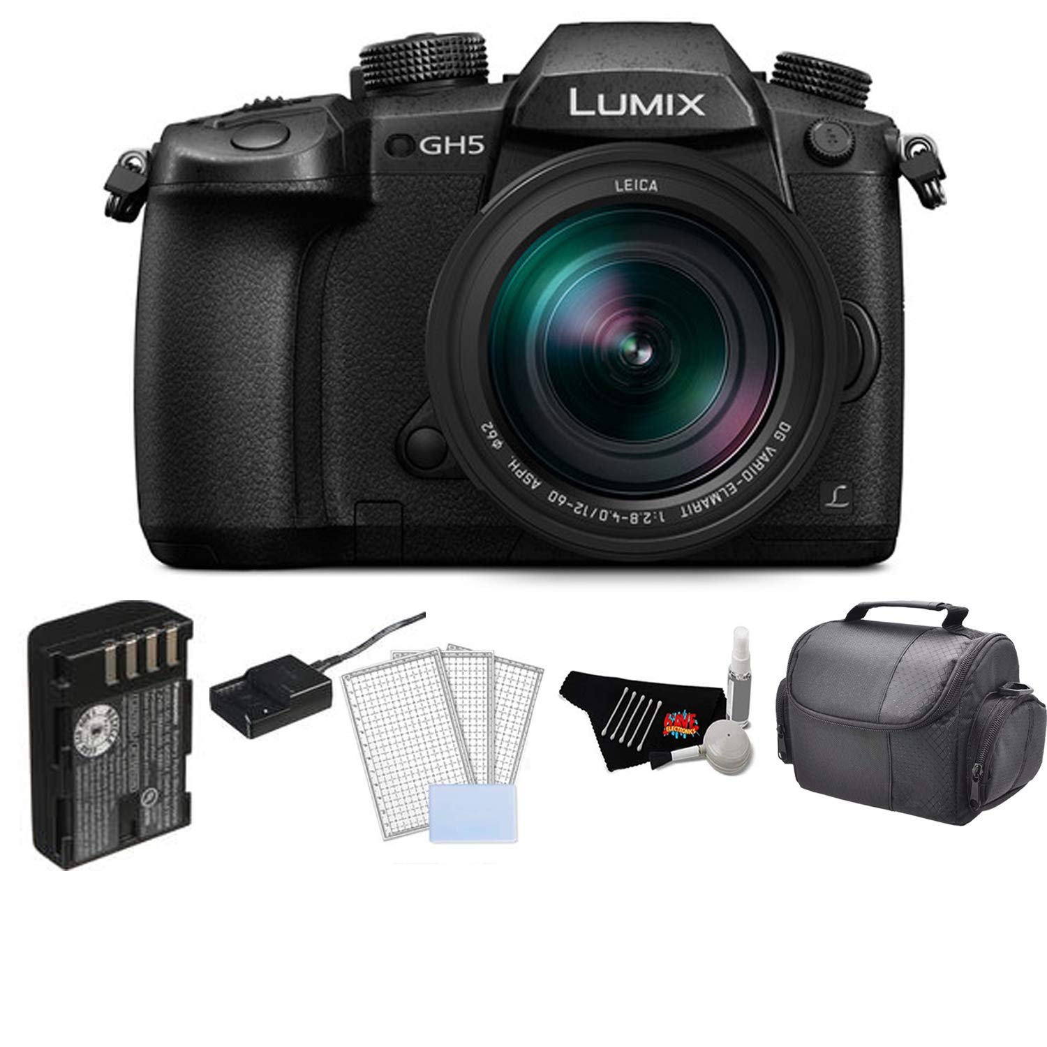 Panasonic Lumix DC-GH5 Mirrorless Micro Four Thirds Digital Camera with 12-60mm Lens  with with LCD Screen Protect Advanced Bundle