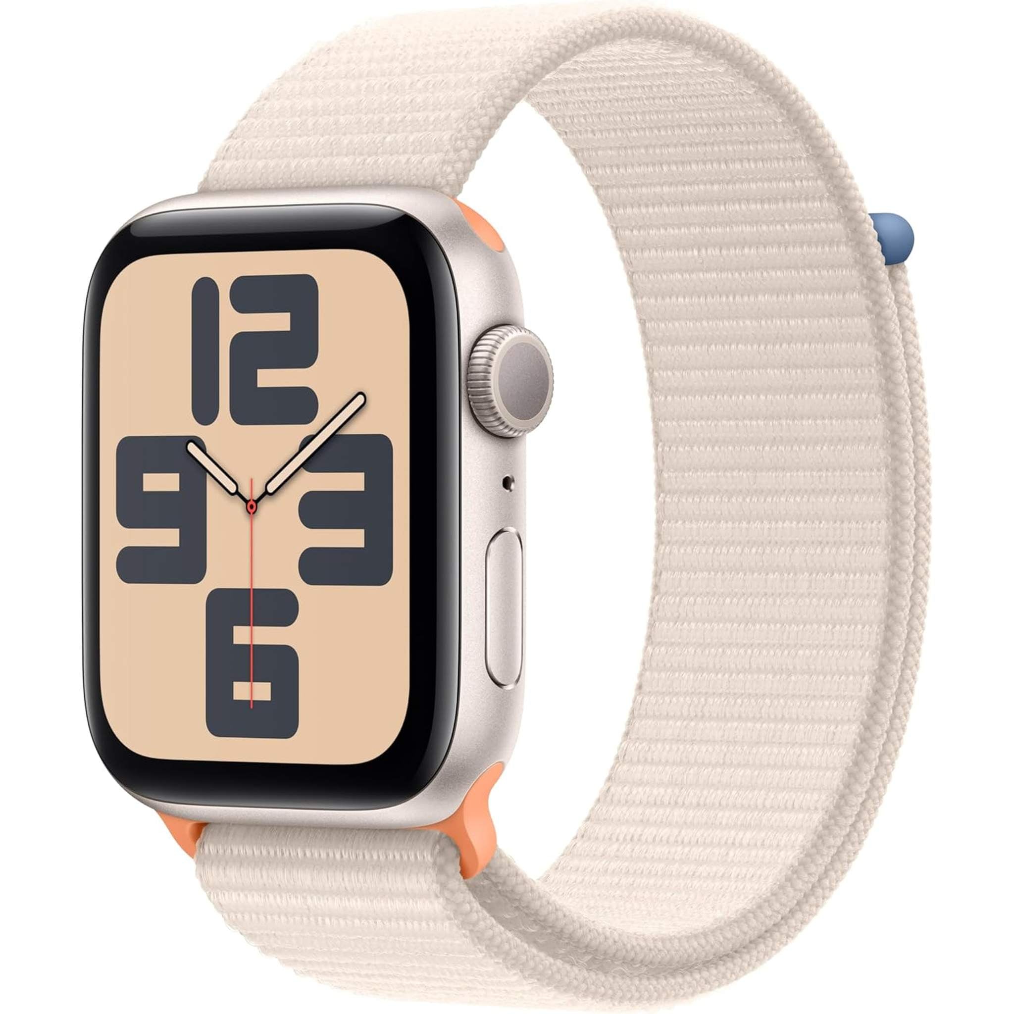 Apple Watch SE 2nd Gen GPS 44mm Smartwatch with Starlight Aluminum Case with Starlight Sport Loop. Fitness & Sleep Tracker, Crash Detection, Heart Rate Monitor, Carbon Neutral - Reconditioned Apple