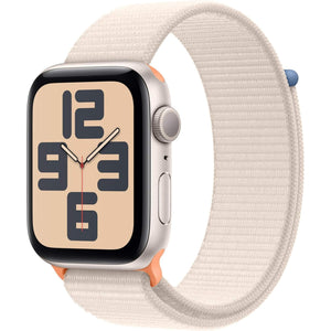 Apple Watch SE 2nd Gen GPS 44mm Smartwatch with Starlight Aluminum Case with Starlight Sport Loop. Fitness & Sleep Tracker, Crash Detection, Heart Rate Monitor, Carbon Neutral - Reconditioned Apple