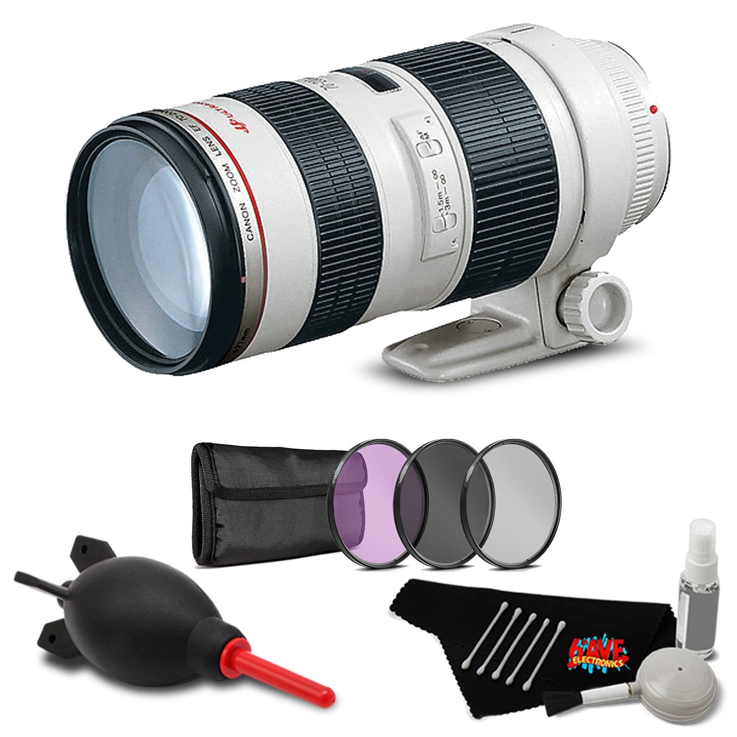 Canon EF 70-200mm f/2.8L USM Lens Accessory Bundle International Model