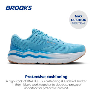 Brooks Women’s Ghost Max 2 Neutral Running & Walking Shoe - Baltic Sea/Bonnie Blue/Peach - 6 Medium