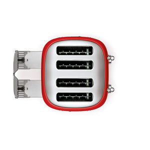Smeg 50's Style Retro Aesthetic 4 Slice Toaster 6 Presets Extra Wide Slots Red TSF03RDUS