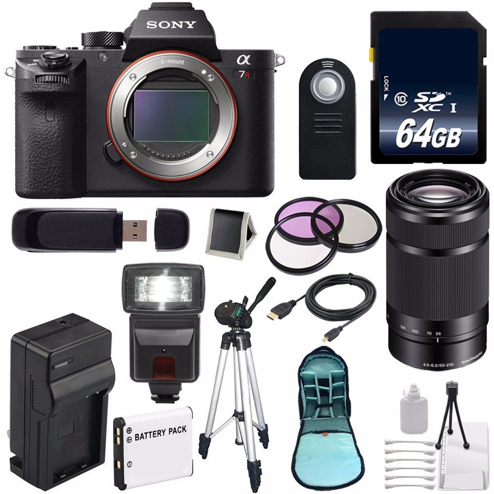 Sony Alpha a7R II Mirrorless Digital Camera (International Model) + Sony E 55-210mm f/4.5-6.3 OSS E-Mount Lens (Black) Premium Bundle