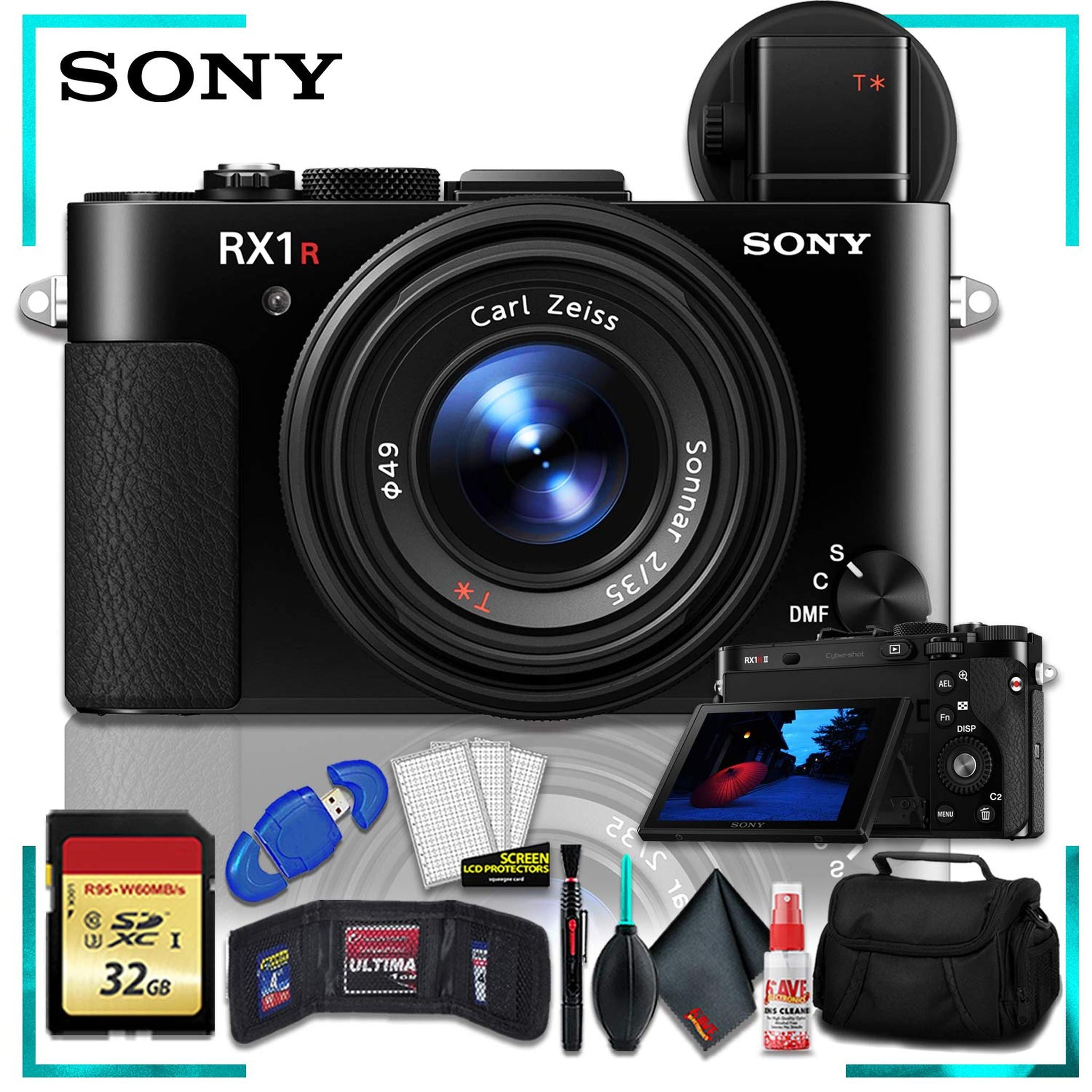 Sony Cyber-shot DSC-RX1R Digital Camera Intl Model + 32gb Memory SD Card Bundle + Camera Case + Cleaning Kit