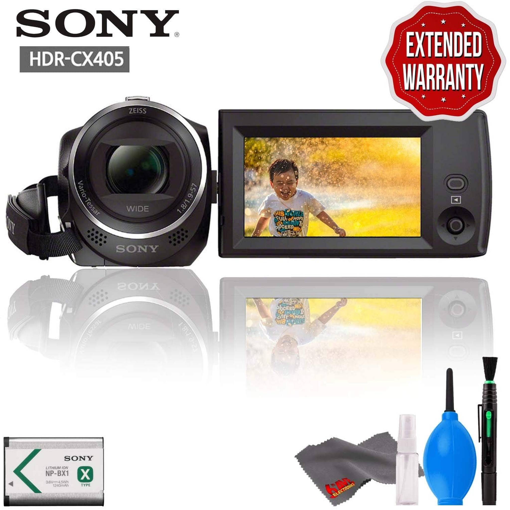Sony HDR-CX405 HD Handycam with Cleaning Kit and Extended Warranty