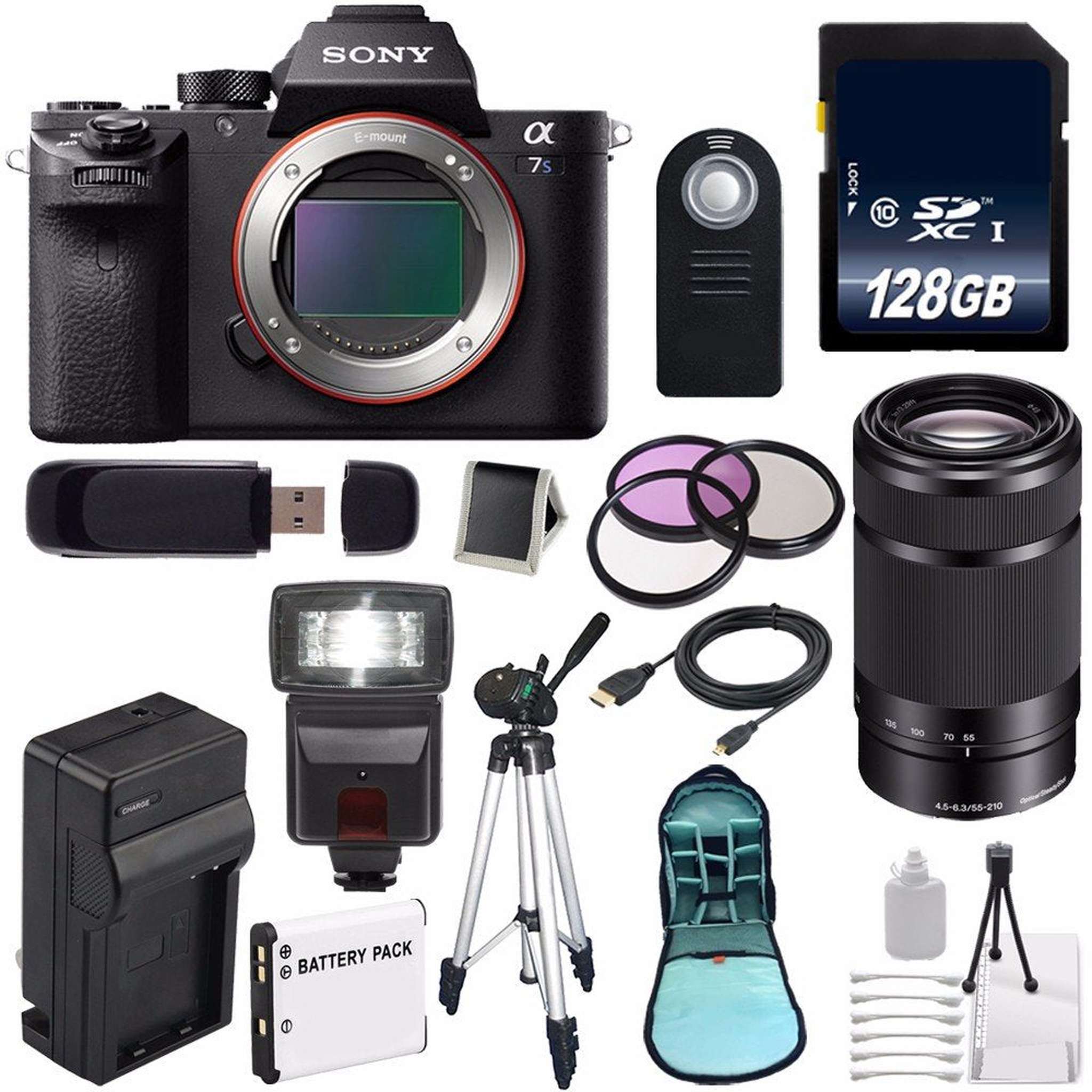 Sony Alpha a7S II a7S Mark II a7SII ILCE7SM2/B Mirrorless Digital Camera International Model + Sony E 55-210mm f/4.5-6 Lens Amazing Bundle