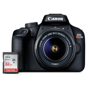Canon EOS Rebel T100 DSLR Camera with EF-S 18-55mm f/3.5-5.6 III Lens, 18MP APS-C CMOS Sensor, Built-in Wi-Fi, Optical Viewfinder, Impressive Images & Full HD Videos, Includes 32GB SD Card