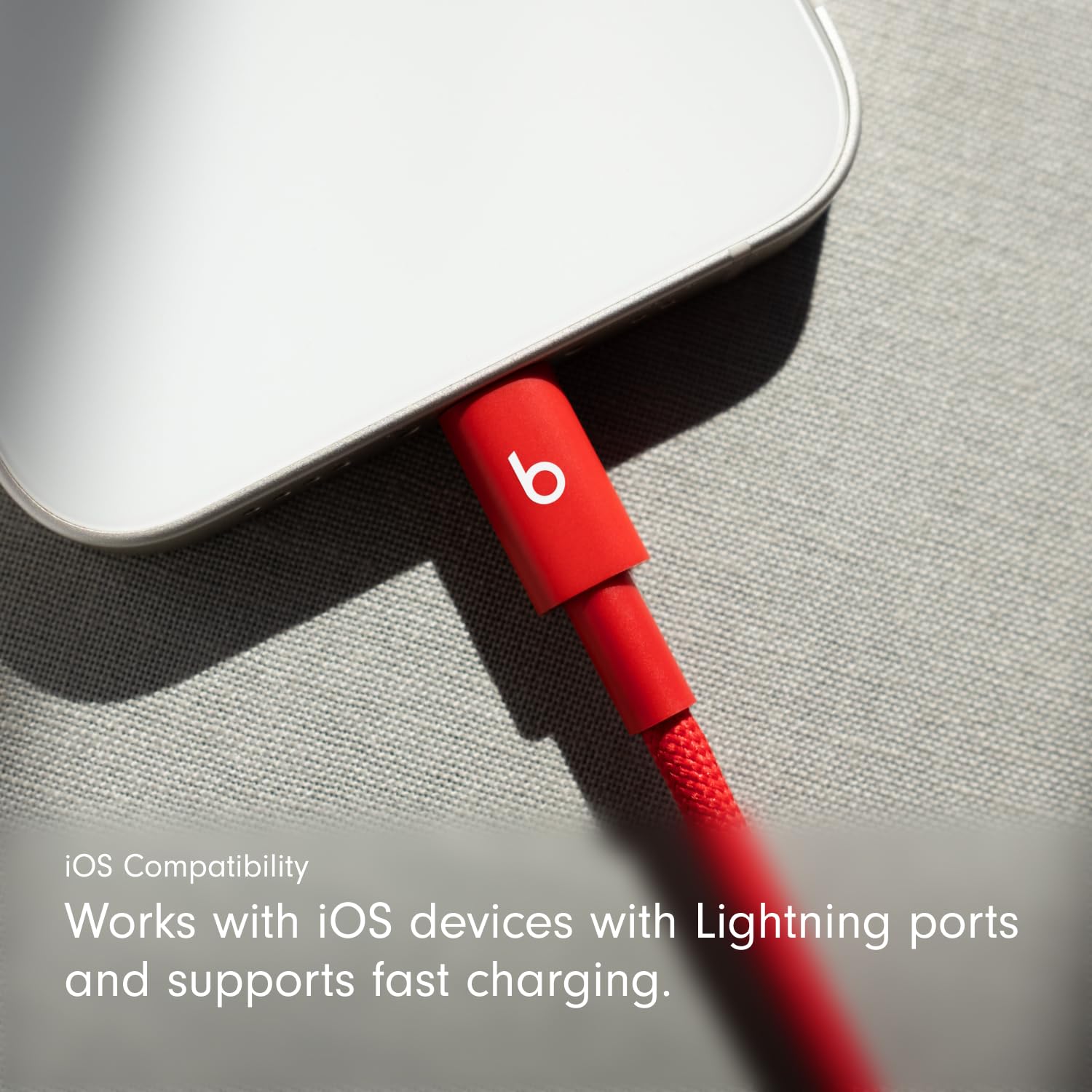 Beats USB-C to Lightning Woven Cable Fast Charging Durable/Tangle-Free Compatible Charger for Apple Devices with Lightning Ports 1.5 m, 5 ft - Rapid Red