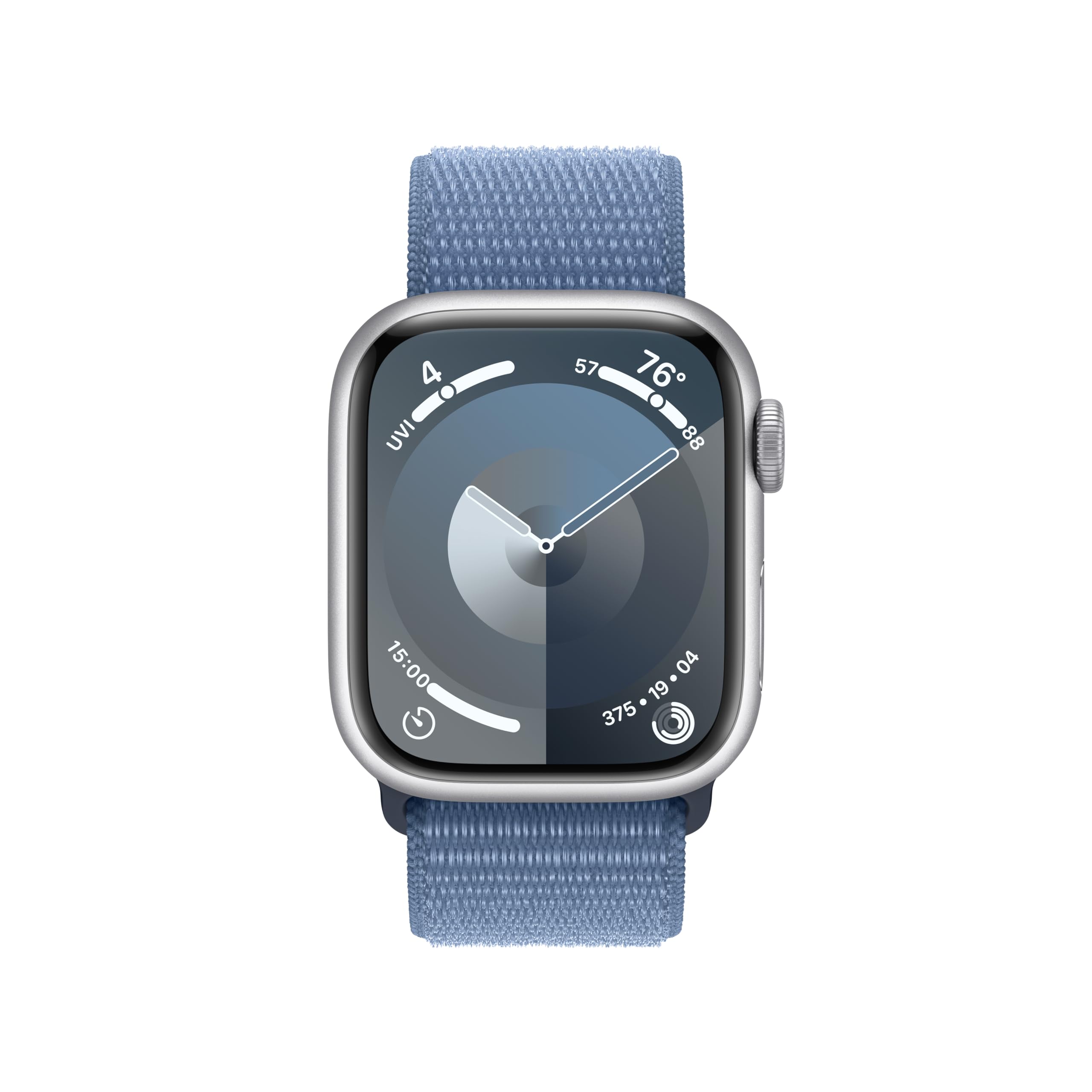 Apple Watch Series 9 [GPS 41mm] Smartwatch with Silver Aluminum Case with Winter Blue Sport Loop. (Carbon Neutral)