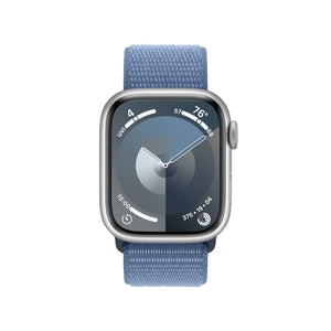 Apple Watch Series 9 GPS 41mm Smartwatch with Silver Aluminum Case with Winter Blue Sport Loop. Carbon Neutral - Reconditioned Apple