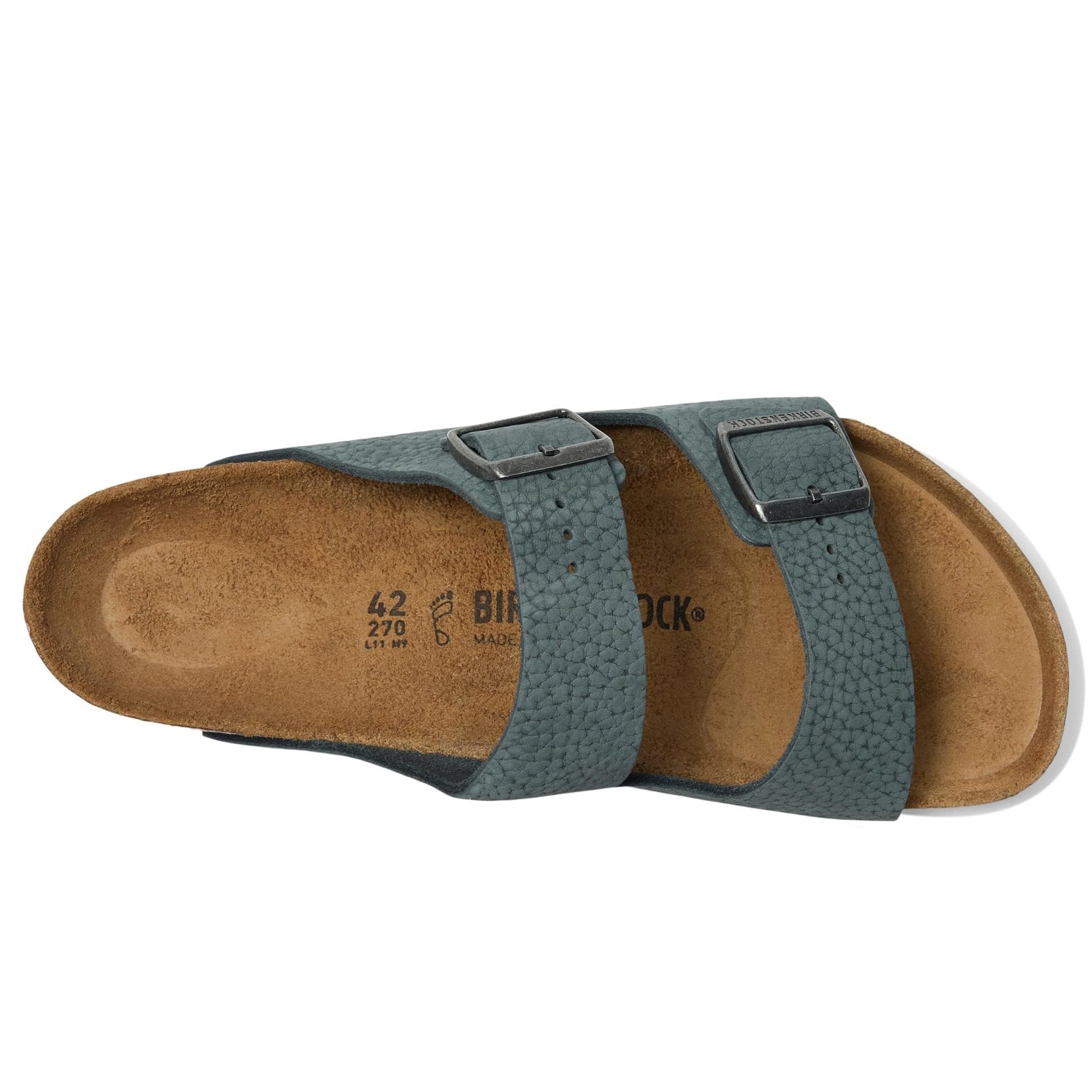 Birkenstock Men's Arizona Desert Buck Sandal, Basalt Gray, 8-8.5