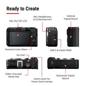 Canon EOS R50 V Mirrorless Camera Body Only - APS-C Digital Camera, Flip Screen 4K Video, Interchangeable Lens Camera for Vlogging, Content Creation, Streaming, Filming, Podcasts, TikTok