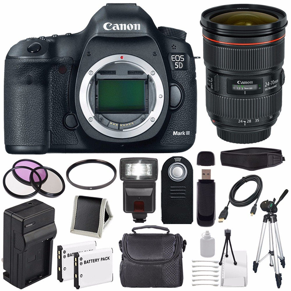 Canon EOD 5D III Digital Camera International Model + Canon EF 24-70mm  f/2.8L II USM Lens + LP-E6 Battery Bundle