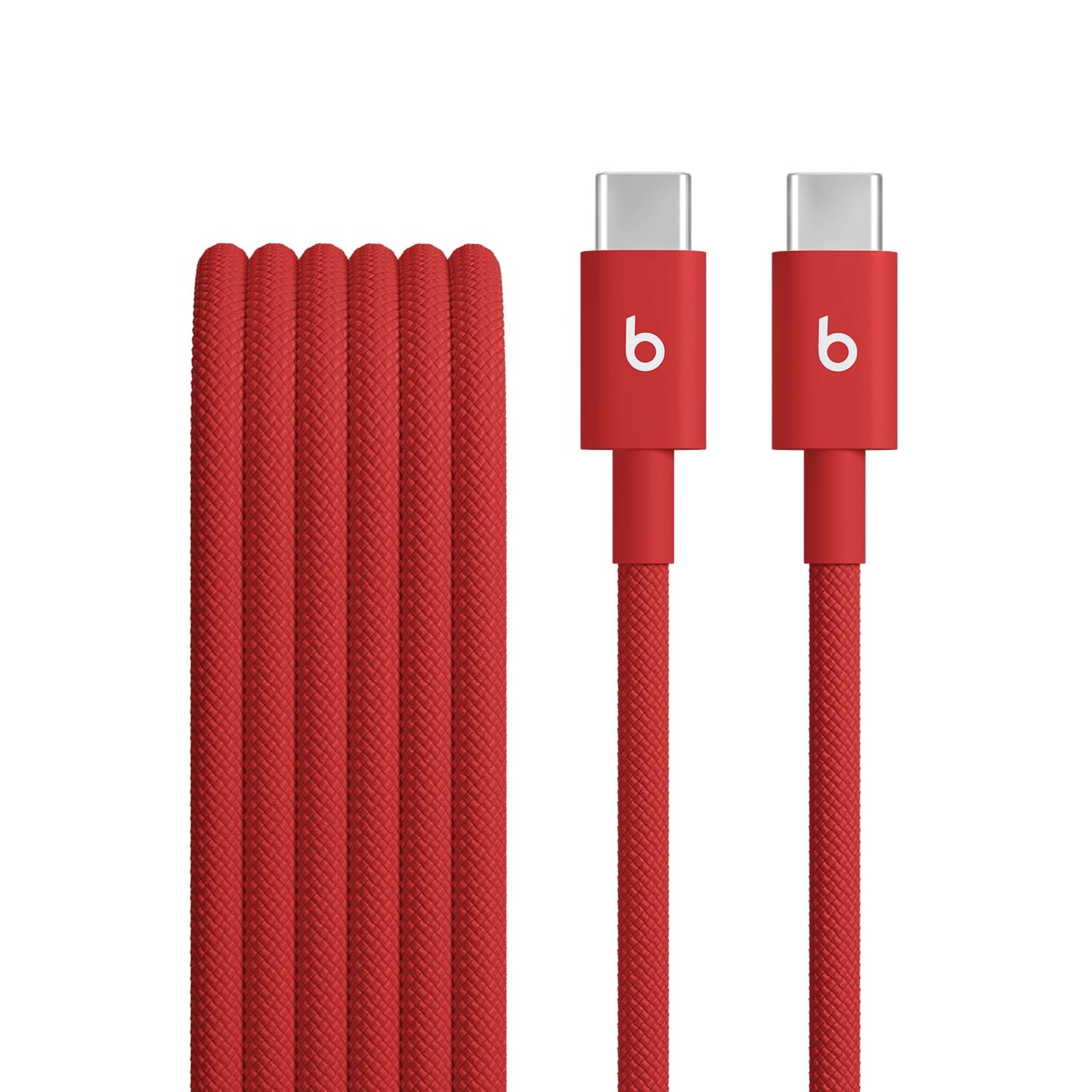 Beats USB-C to USB-C Woven Cable Fast Charging Durable/Tangle-Free Compatible Charger for Apple & Android Devices 1.5 m, 5 ft - Rapid Red