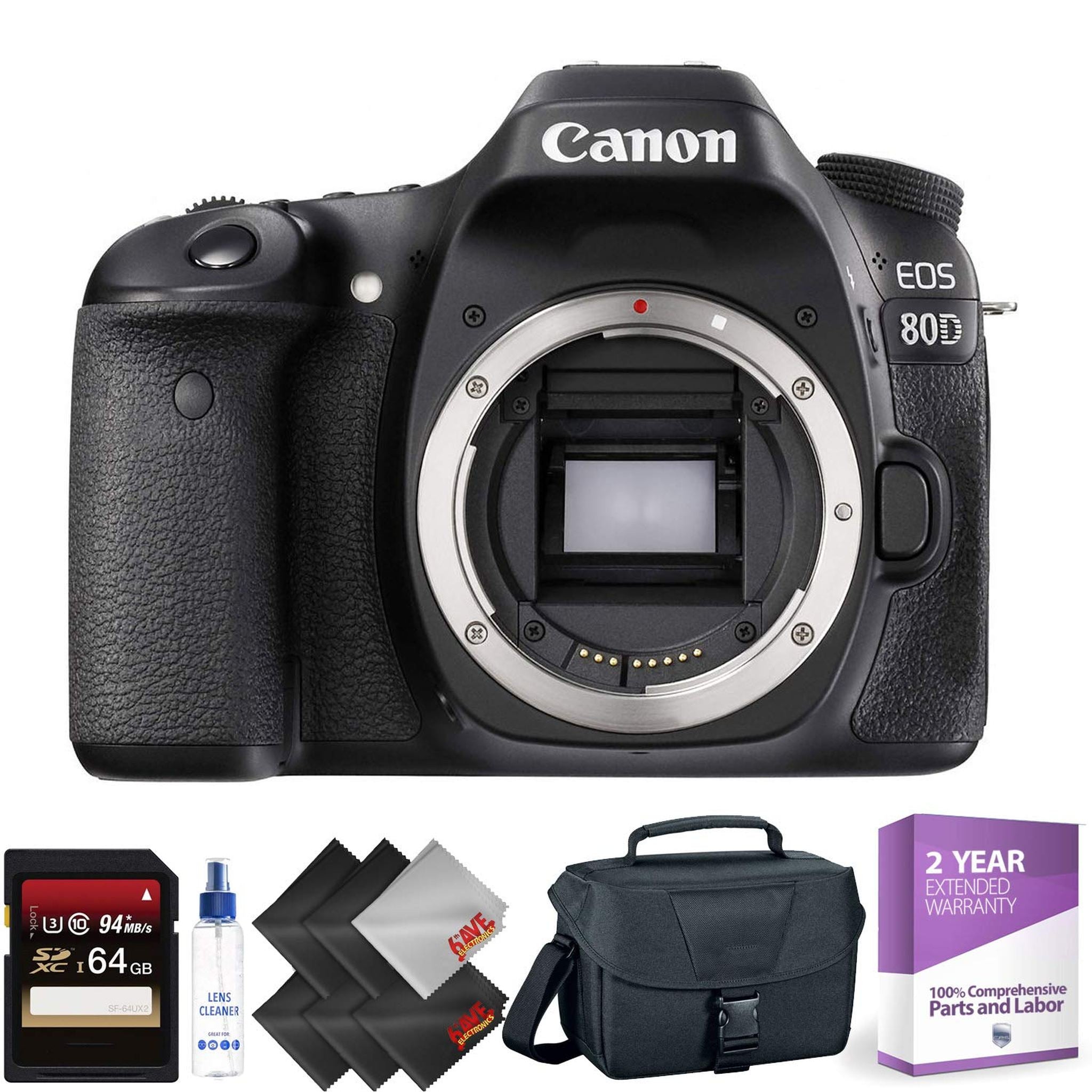 Canon EOS 80D DSLR Camera Body Only + 64GB Memory Card + 1 Year Warranty Canon