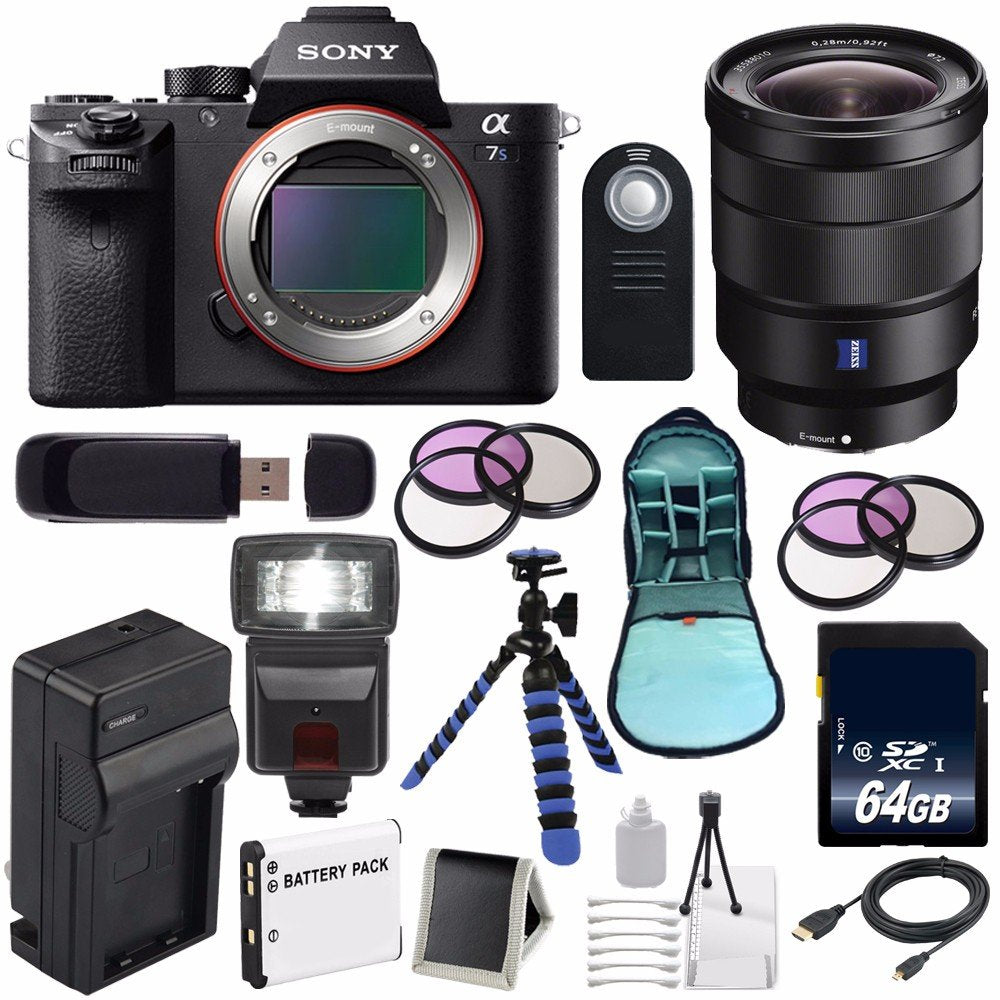 Sony Alpha a7S II a7S Mark II a7SII ILCE7SM2/B Mirrorless Digital Camera (International Model) + Vario-Tessar T FE 16-35 Lens Storage Bundle