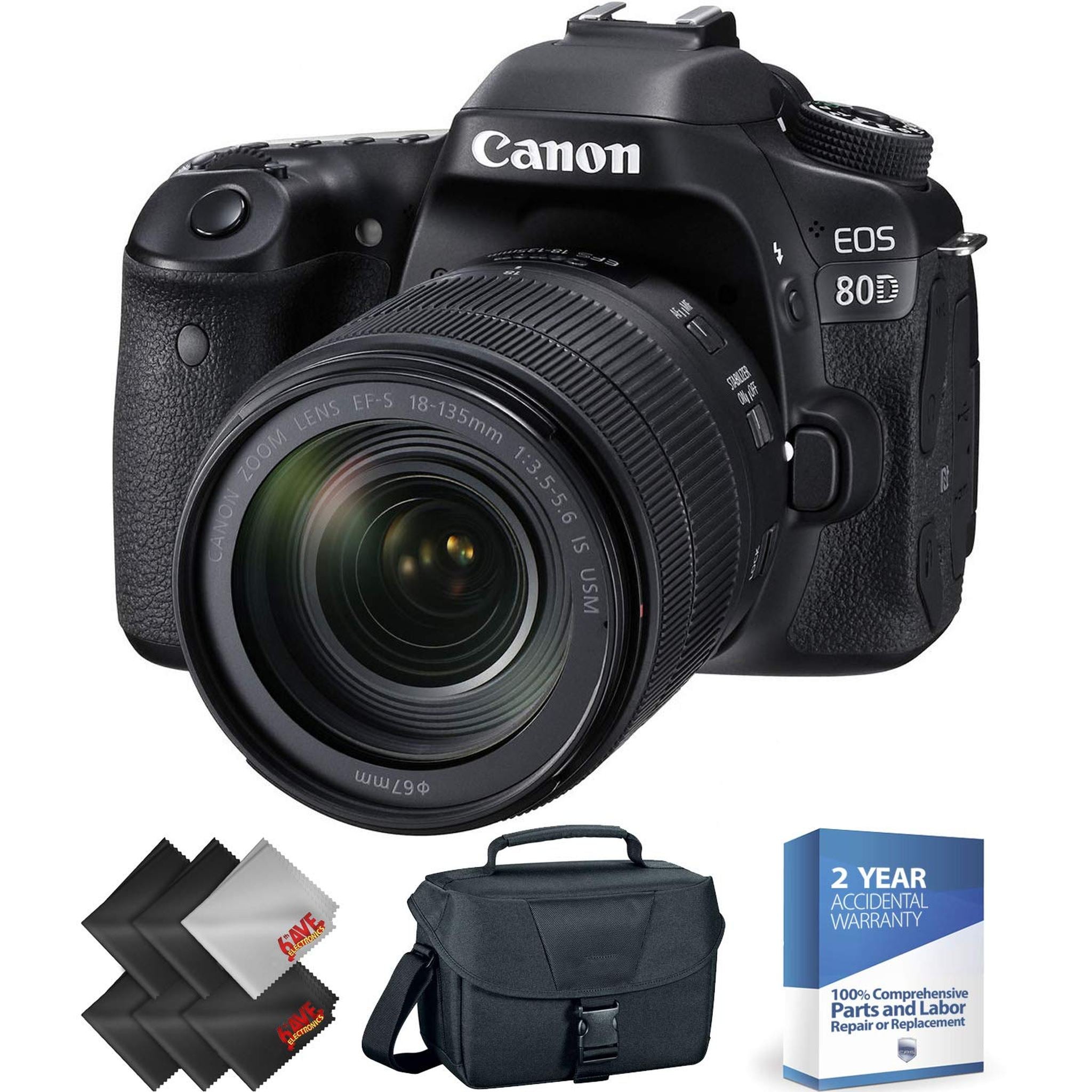 Canon EOS 80D DSLR Camera with 18-135mm Lens + 2 Year Accidental Warranty Canon