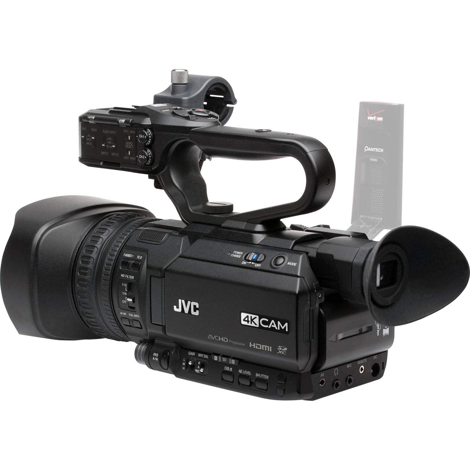 JVC GY-HM250 UHD 4K Streaming Camcorder with Built-in Lower-Thirds Graphics Camera Only Bundle Kit