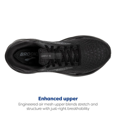 Brooks Women’s Ghost 16 Neutral Running Shoe - Black/Black/Ebony - 8.5 Narrow