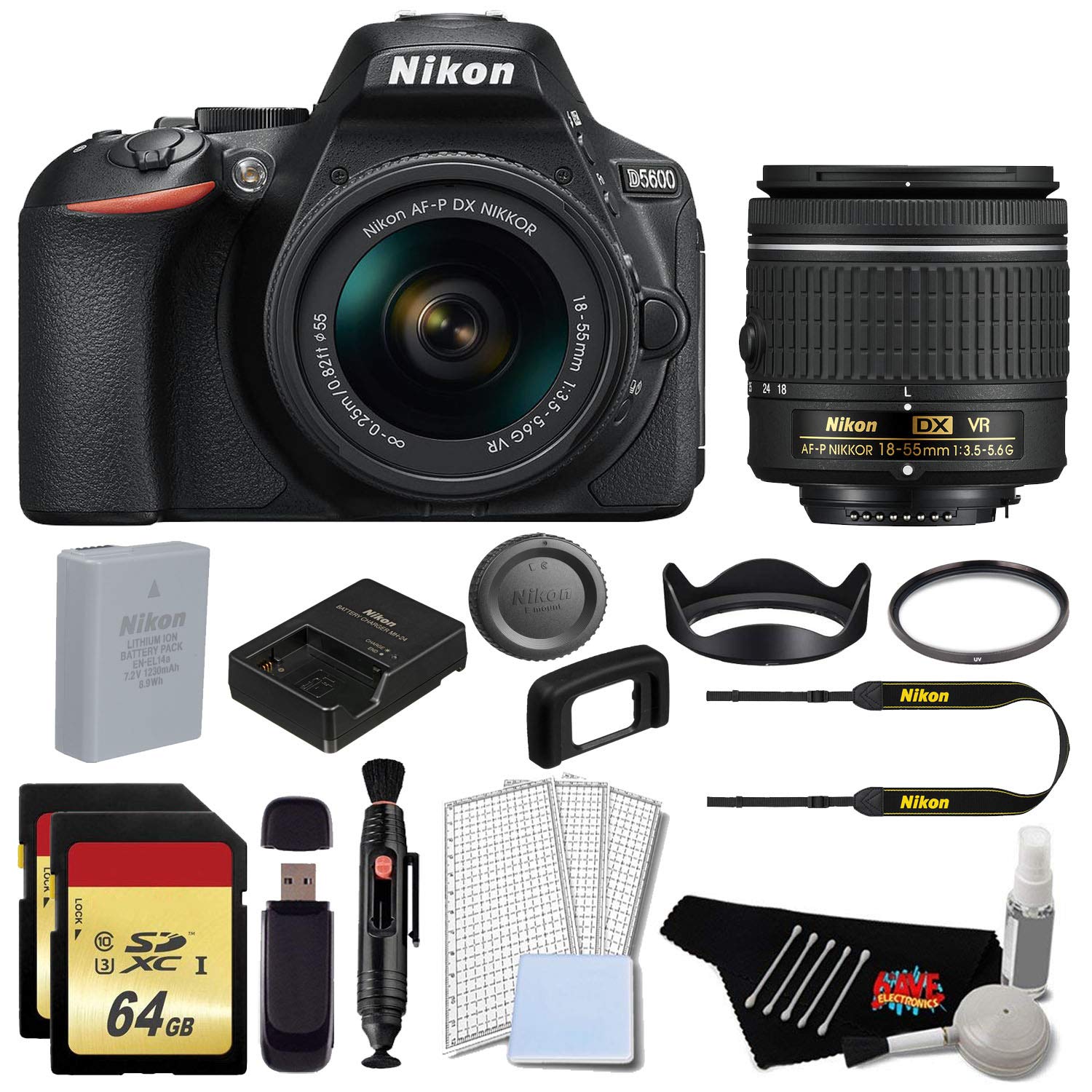 Nikon D5600 DSLR Camera with 18-55mm Lens International Model Complete Advanced Bundle
