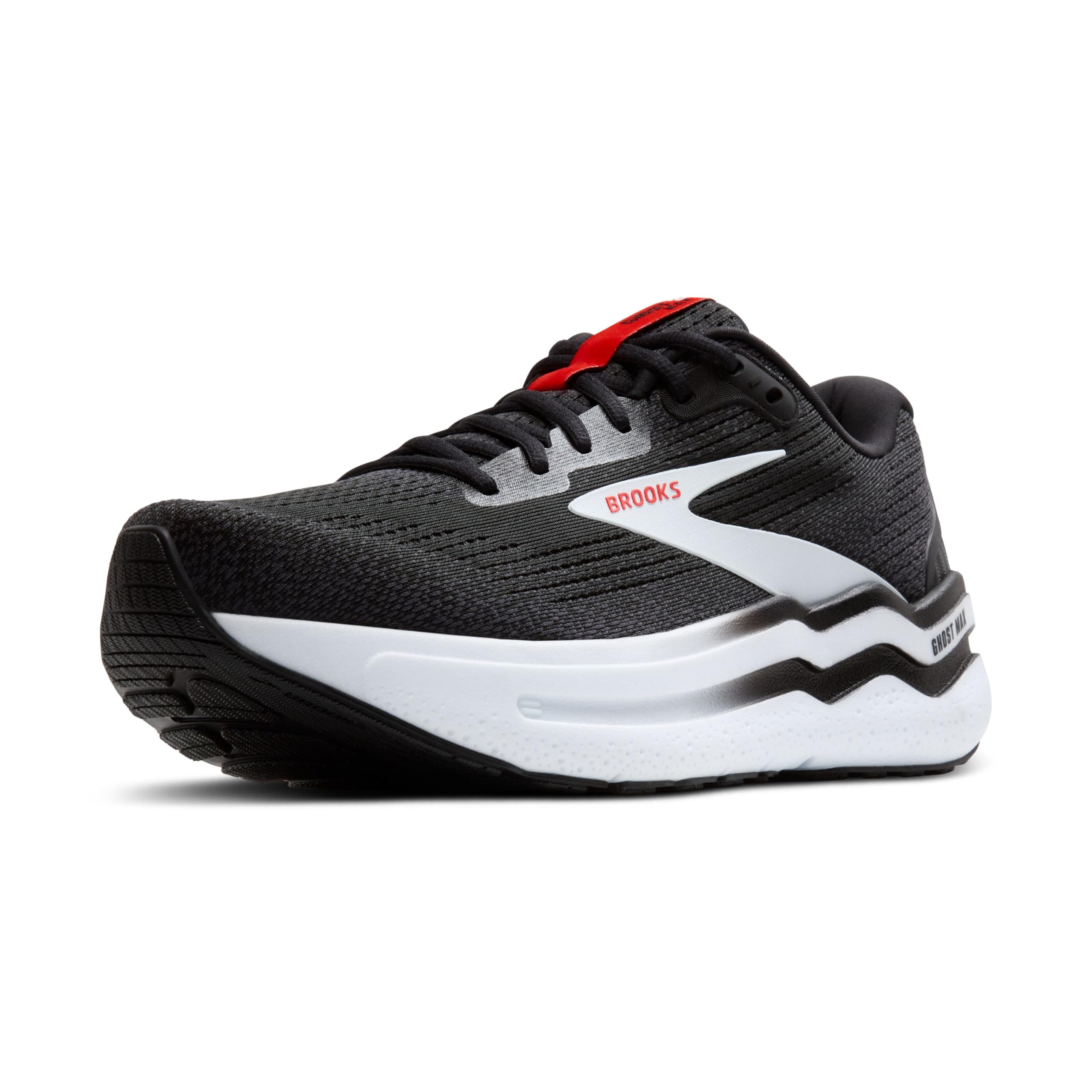 Brooks Men’s Ghost Max 2 Neutral Running & Walking Shoe - Black/White/Fiery Red - 10.5 Medium