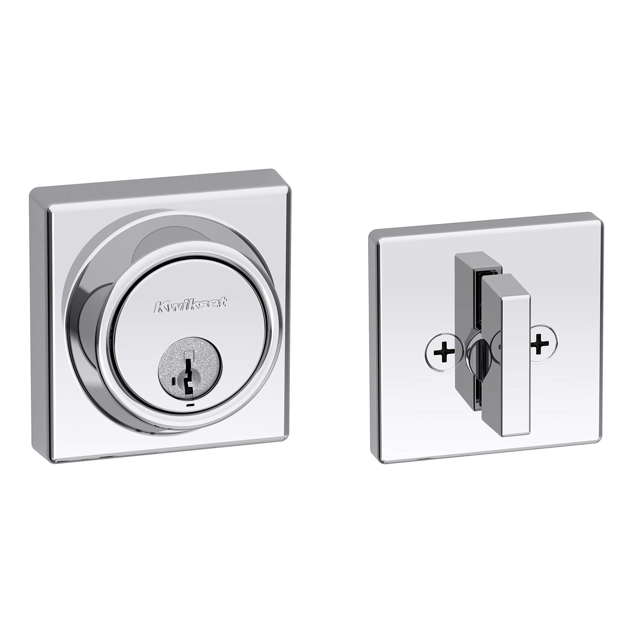 Kwikset 816 KeyControl Deadbolt Deadbolt Lock, Polished Chrome Round Exterior Keyed Front Entry Door, Pick Resistant SmartKey Rekey Security, Single Cylinder Dead Bolt Kwikset