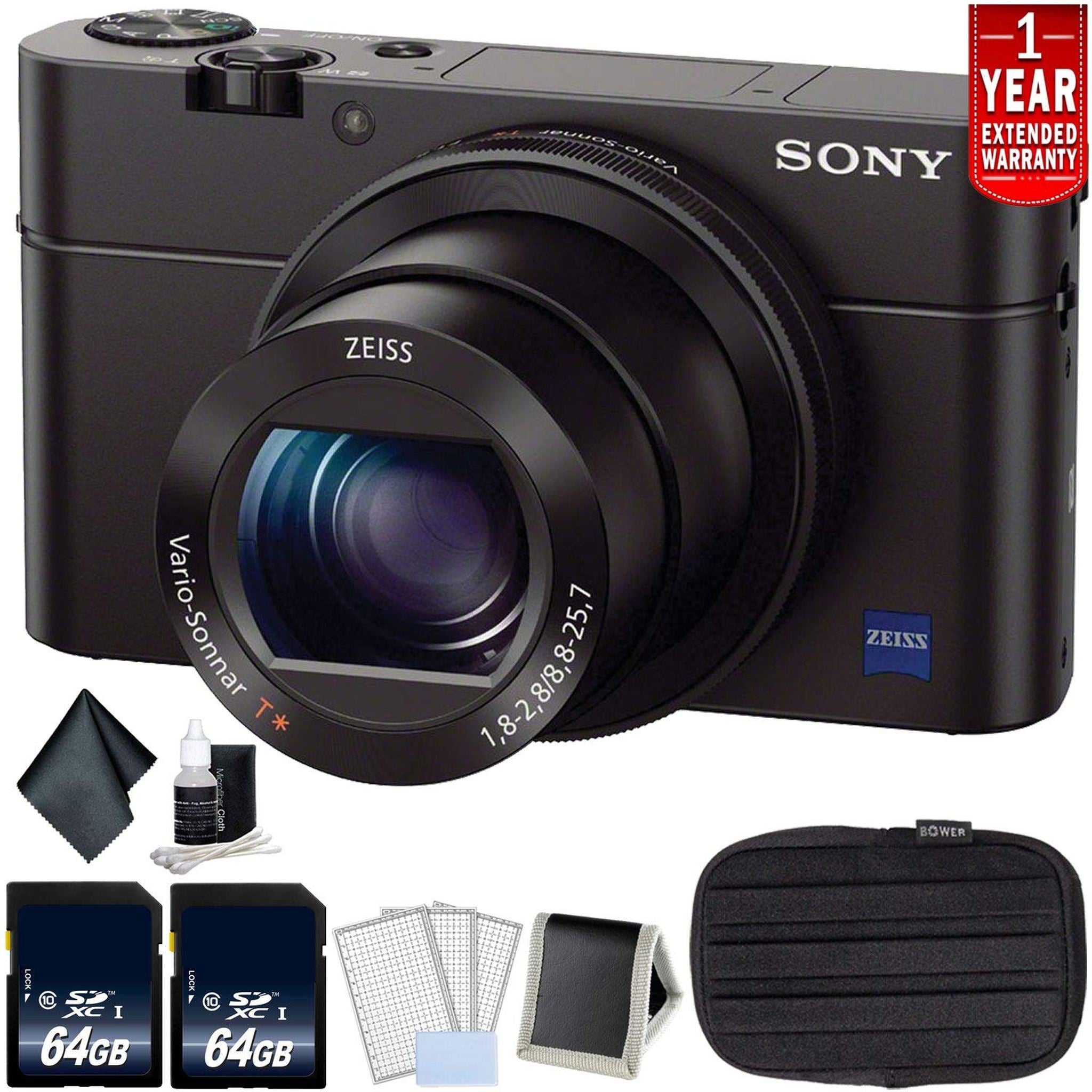 Sony Cyber-Shot III Digital Camera Bundle with 2x 64GB Memory Cards + Carrying Case + More Intl Model